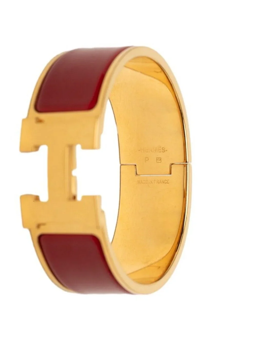 Hermes Clic Clac PM Bracelet Gold Red Plated Enamel